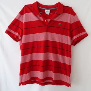 SOLD | Lacoste Red Black Stripe Short Sleeve Polo